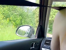 Public Sex. A Red-Haired Doxy Sat On A Penis and Went For A Ride Behind The Wheel of a car